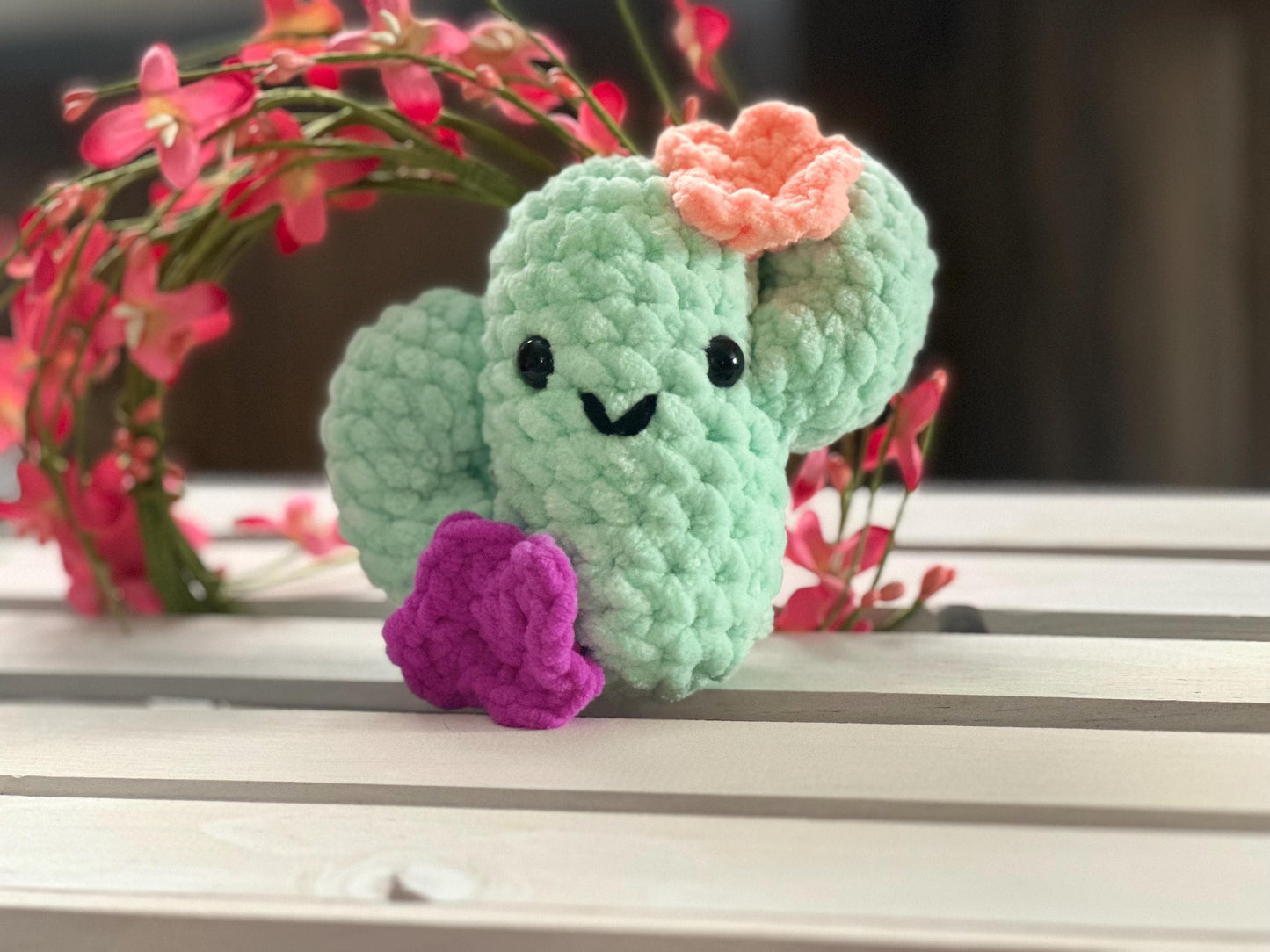 Mini Cactus with Flowers-Crochet Plushie