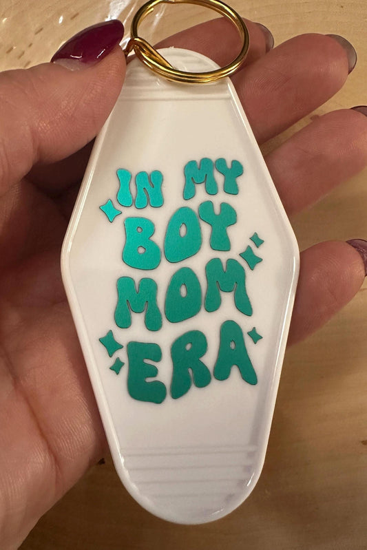 Hotel Keychain- In my Boy Mom Era. Holographic Design.